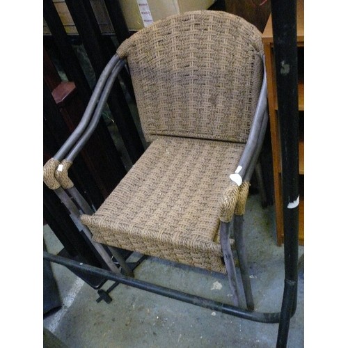 1043 - PAIR OF WICKER AND METAL CHAIRS