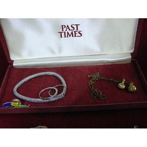 13 - BOX OF VERY FINE COSTUME JEWELLERY PLUS A WATCH