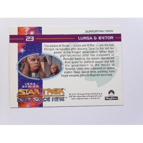 296 - A Signed Star Trek Deep Space Nine 1993 Series, SkyBox trading card , No 23, Lursa & B'Etor,the sist... 