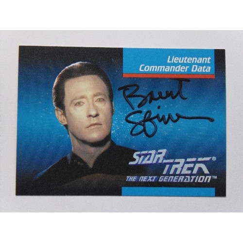 295 - A Signed Star Trek The Next Generation Impel trading card , No 006. Lieutenant Commander Data. Autog... 