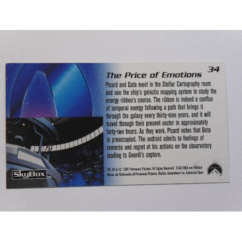 294 - A Signed Star Trek Generations SkyBox widevision trading card , No 34 The Price of Emotions with Pic... 