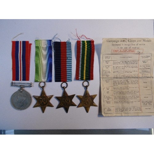 292 - A good set of WW2 medals with corresponding ribbons. Includes th 1939-45 War Medal, the 1939- 45 Sta... 