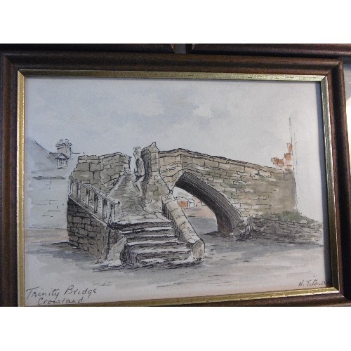 148 - N Titman - 20th Century,Lincs artist. Three pen and wash watercolours of Crowland Abbey and Trinity ... 