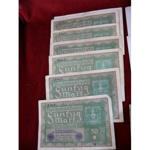 1 - COLLECTION OF EARLY BANK NOTES 7 X No 50 FUNFZIG MARKS (GERMAN) PRINTED IN BERLIN 24th JUNE1919
 2 X... 