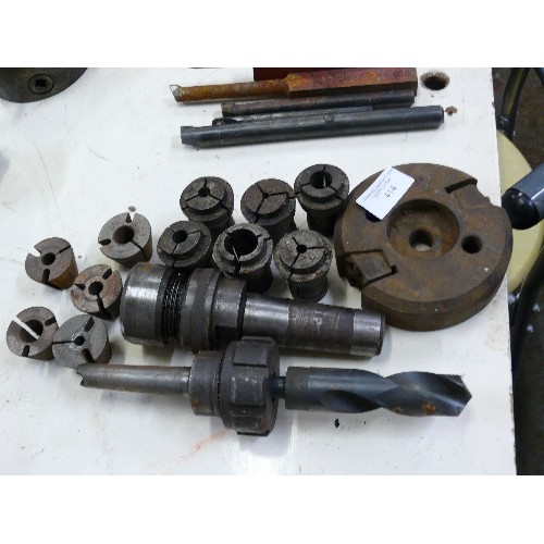 414 - SELECTION OF COLLETTS AND 2 COLLETT CHUCKS PLUS A FURTHER TOOL HOLDER