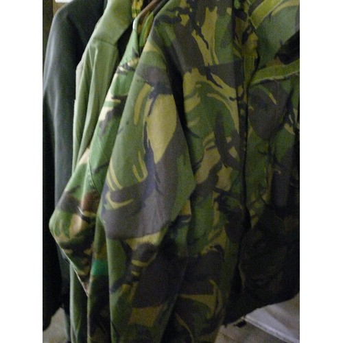 434 - MILITARY JACKETS AN TROUSERS, MAINLY D.P.M. STYLE INCLUDES FULL WATERPROOF SUIT AND GREEN SOFTSHELL ... 
