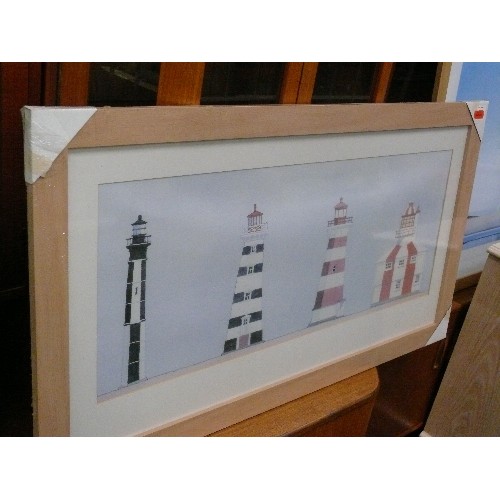 51 - LARGE PRINT OF 4 LIGHT HOUSES - PACKAGED AND NEW