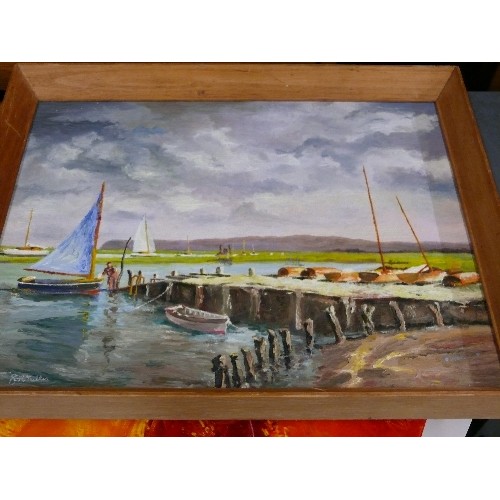 42 - OIL PAINTING FRAMED, SAILING BOAT