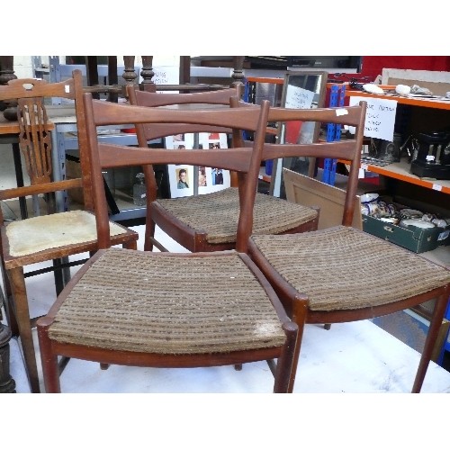 1046 - 12 ANTIQUE, VINTAGE AND RETRO CHAIRS . INCLUDES SET OF 4 VICTORIAN CHAIRS WITH CARVING TO BACK RAIL ... 