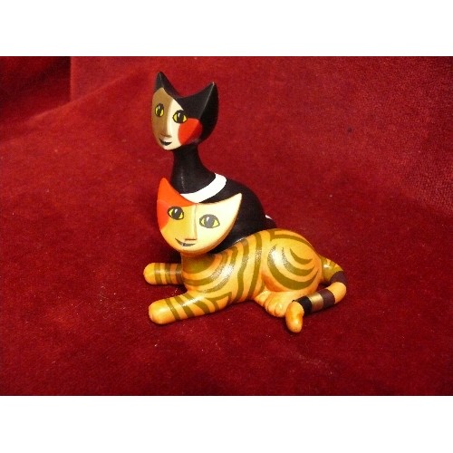 3 - A ROSINA WACHTMEISTER 2 CAT FIGURE BY GOEBEL BELLA & AMICIO FULLY SIGNED