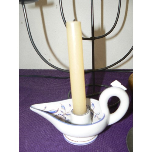 125 - METAL AND CERAMIC CANDLE HOLDERS WITH CANDLES