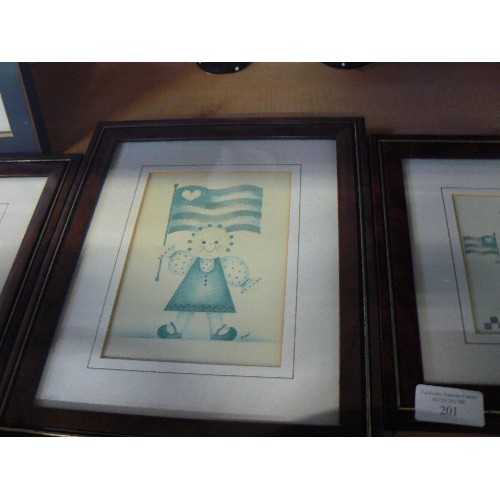 201 - COLLECTION OF SIX AMERICAN THEMED FRAMED AND GLAZED PRINTS