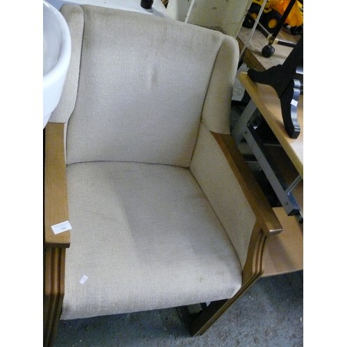 346 - LIBRARY/HALL CHAIR WITH OATMEAL UPHOLSTERY