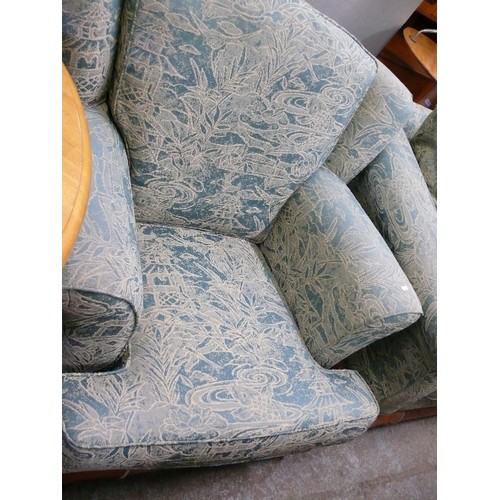 363 - STUNNING SUITE 'TROPICO JADE' UPHOLSTERY WITH A DELICATE ORIENTAL INFLUENCE, A CHAIR, TWO SEATER AND... 