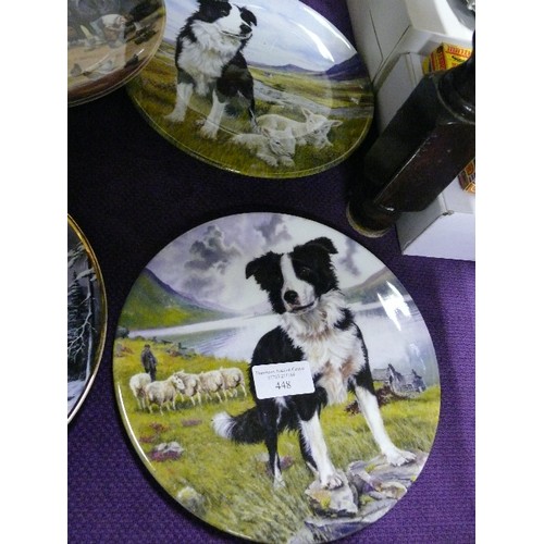 448 - A PAIR OF  ROYAL GRAFTON BONE CHINA PICTURE PLATES, SHEEP DOG TRIALS WITH 3 OTHER PLATES, ONE BOXED