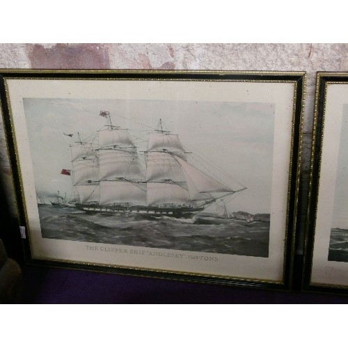 478 - VINTAGE PAIR OF SHIP PRINTS, ANGLESEY AND WINDSOR CASTLE, CLIPPER OF OCEANS FRAMED AND GLAZED