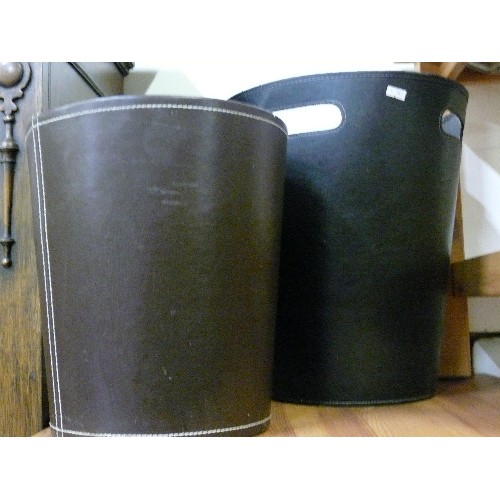 492 - 2 X FAUX LEATHER WASTE PAPER BINS