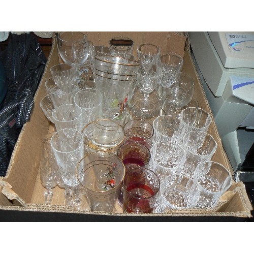 1001 - BOX OF CRYSTAL AND GLASSWARE