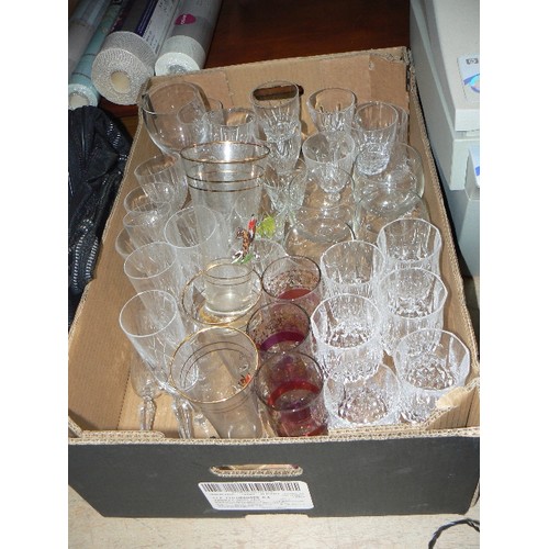 1001 - BOX OF CRYSTAL AND GLASSWARE