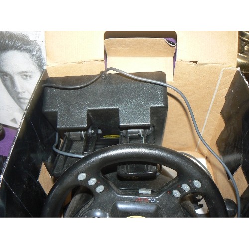 140 - TEAM MAD CATZ DUAL FORCE RACING WHEEL WITH PEDALS FOR PLAYSTATION WITH BOX.