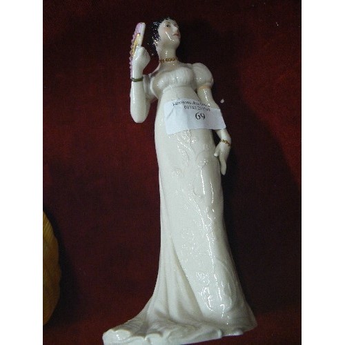 69 - FRANKLIN PORCELAIN CHARLOTTE 'THE QUADRILLE' FIGURINE, FRANKLIN PORCELAIN ARABELLA 'THE WALTZ' FIGUR... 