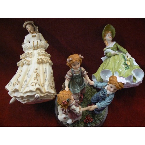 70 - FIGURE OF CHILDREN PLAYING RING-A-ROSES PLUS A FURTHER TWO LADY FIGURINES.