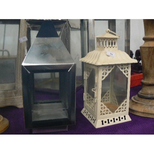 123 - LARGE COLLECTION OF LANTERNS AND CANDLESTICKS.