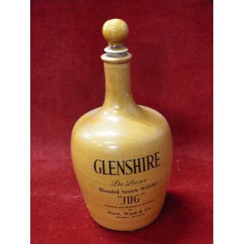 130 - GLENSHIRE DELUXE BLENDED SCOTCH WHISKY 'JUG' PLUS A LEATHER DECANTER.