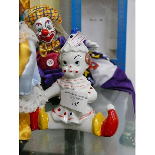 145 - COLLECTION OF PORCELAIN CLOWNS, SOME WITH BOXES.