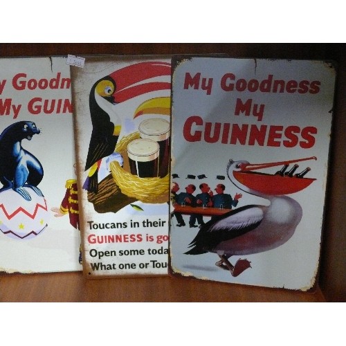 155 - NICE COLLECTION OF SIX METAL GUINNESS SIGNS.