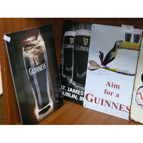 155 - NICE COLLECTION OF SIX METAL GUINNESS SIGNS.