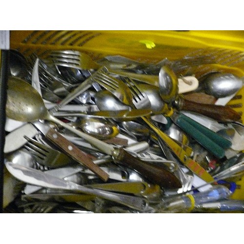 159 - LARGE BASKET OF MIXED CUTLERY.