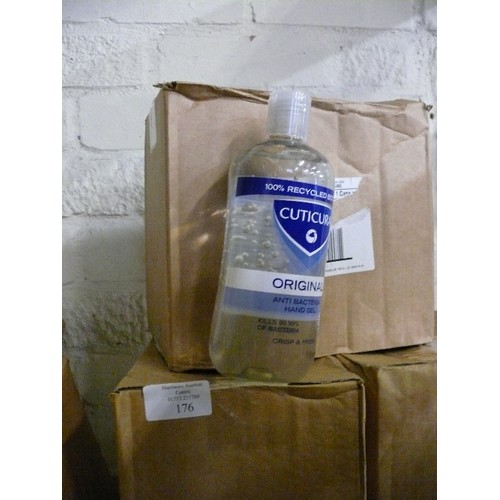 176 - THREE BOXES  (3 X 6, 18 BOTTLES IN TOTAL) OF CUTICURA ANTI-BACTERIAL HAND GEL 500ML.