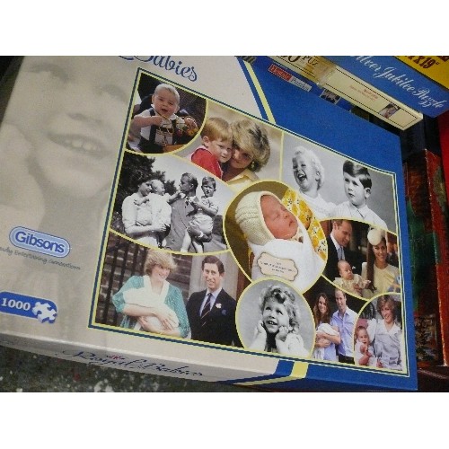 221 - SELECTION OF FOURTEEN ROYAL THEMED JIGSAW PUZZLES INCLUDING GIBSONS, FALCON AND WADDINGTONS.