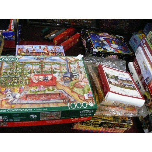 222 - SELECTION OF SIXTEEN JIGSAW PUZZLES INCLUDING CORONATION STREET, CHRISTMAS, FALCON AND WADDINGTONS.