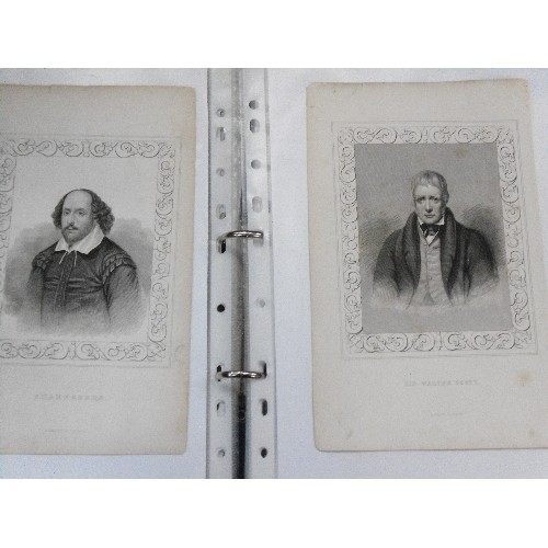 324 - An album of engravings,a few late 18th, mostly 19th Century of notable people from history, also bui... 