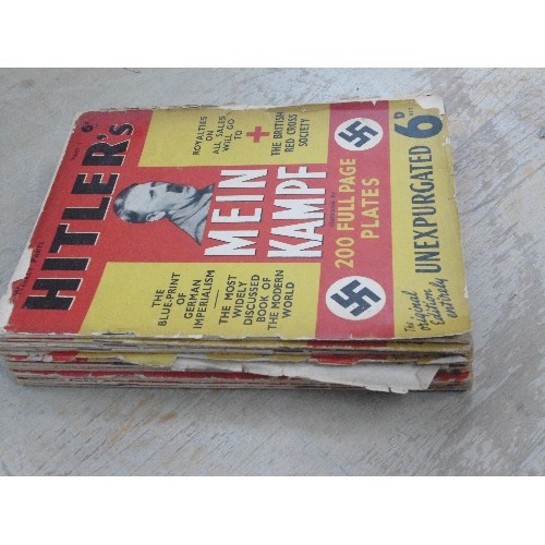 316 - Full set of 18 weekly magazines of Hitler's Mein Kampf. Published 1939 by Hutchinson & Co London, wi... 