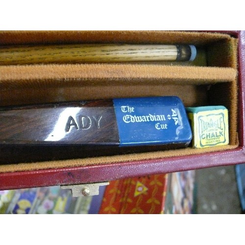 219 - THE 'EDWARDIAN CUE' POOL CUE IN DELUXE TAURUS BOX PLUS AN ALEX HIGGINS POOL CUE WITH CASE.