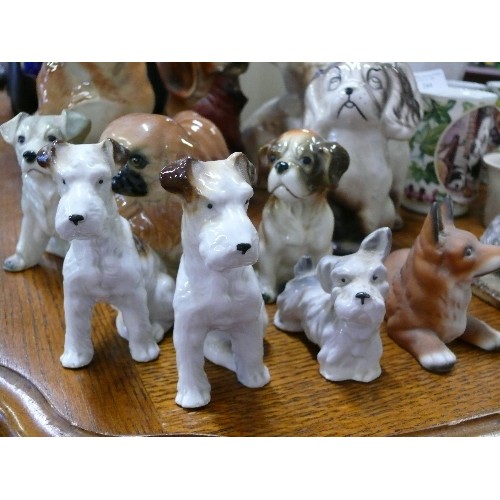 244 - QUANTITY OF NICE DOG FIGURES  -  ENGLISH SHEEP DOG, BOXER, SPANIELS ETC AND A SET OF FOUR CHINA OLD ... 