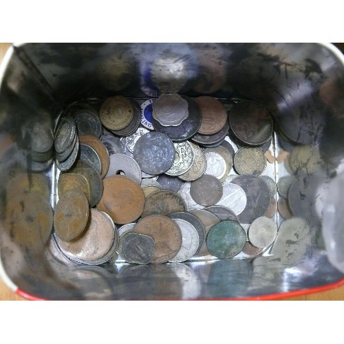 249 - TIN OF ASSORTED OLD COINS.