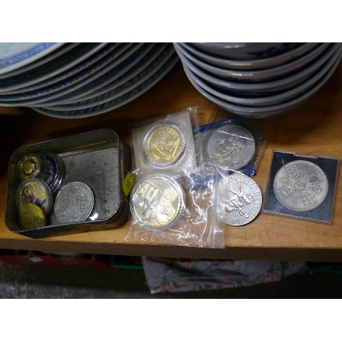 260 - VINTAGE 'BOARS HEAD' TIN FULL OF COMMEMORATIVE COINS.