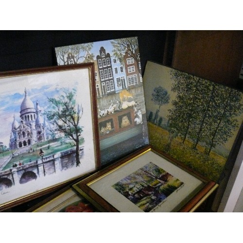 297 - SELECTION OF PRINTS INCLUDING CATS, PARIS, FLOWERS.