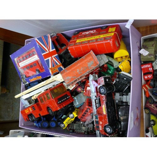 359 - THREE TRAYS OF PLAYWORN VEHICLES, SOME BOXED.