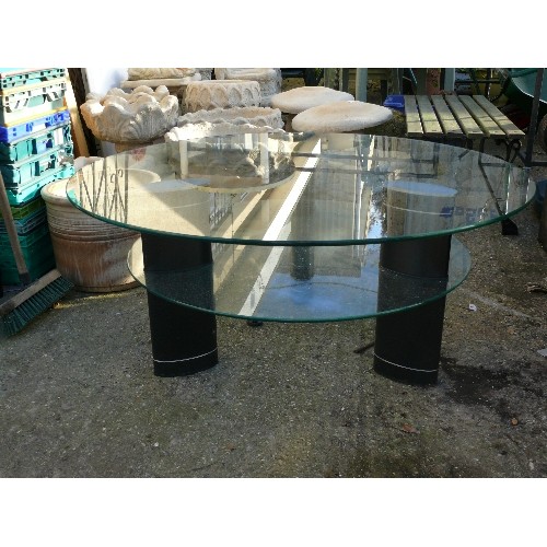 306 - ROUND GLASS COFFEE TABLE WITH GLASS UNDERSHELD - CONTEMPORARY.