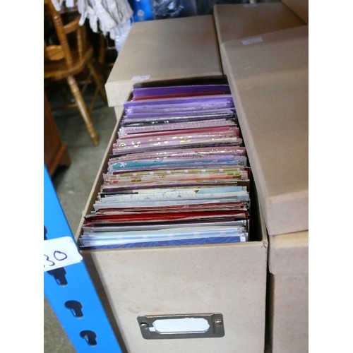 387 - LARGE QUANTITY OF BUFF COLOURED STORAGE BOXES, SOME WITH CONTENTS OF CRAFT ITEMS CONTAINING CARD MAK... 