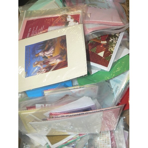 445 - TWO LARGE BOXES OF GREETING CARDS AND ENVELOPES FOR CRAFTERS TO ADD THE PERSONAL TOUCH.