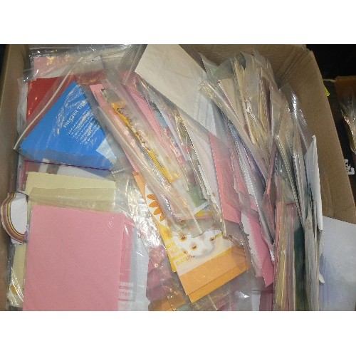 445 - TWO LARGE BOXES OF GREETING CARDS AND ENVELOPES FOR CRAFTERS TO ADD THE PERSONAL TOUCH.