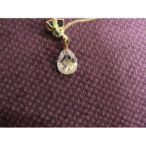 15 - TWO GOLD PENDANTS - ONE 14CT GOLD WITH CRYSTAL STONE 5 gr  AND A 9CT GOLD PENDANT WITH DIAMOND AND L... 