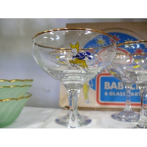 83 - SET OF SIX BABYCHAM GLASSES WITH ORIGINAL BOX.