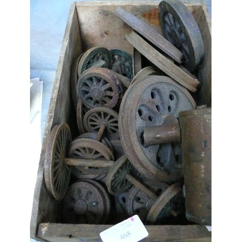 468 - Several 2 1/2 inch Gauge drawings together with a set of wheels & chassis and a box of parts, wheels... 